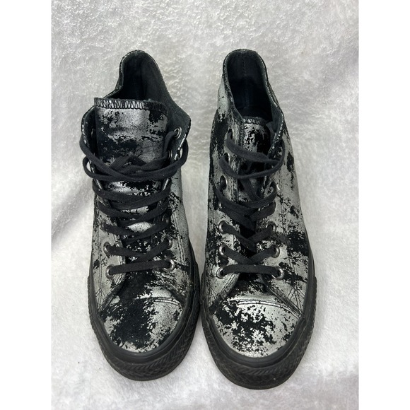 Converse All-Star Hidden Wedge Sneaker Black & Silver Womens Size 7.5  549556C - Picture 2 of 7
